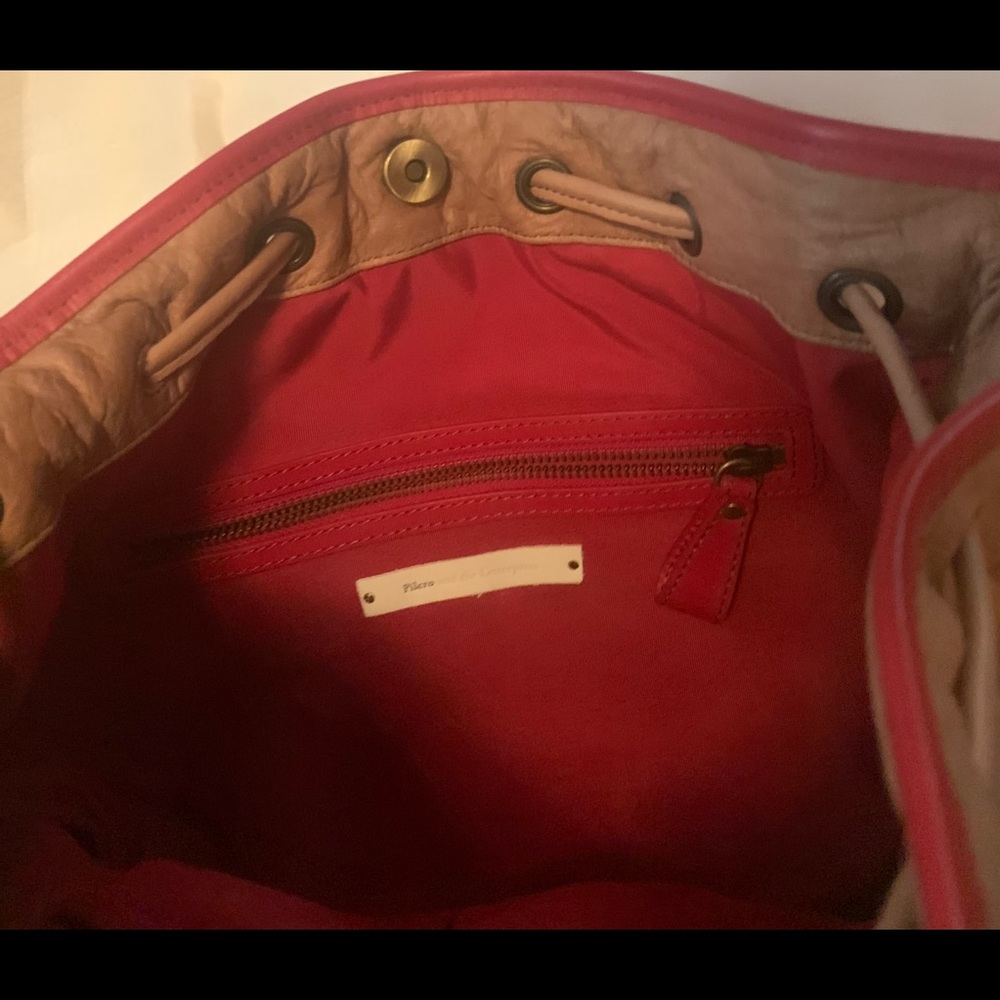 Anthropologie Tan and Red Leather Shoulder Bag - Picture 5 of 6